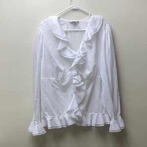 Ralph Lauren White Ruffled Blouse